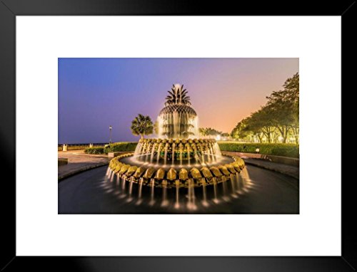 Pineapple Fountain Waterfront Park Charleston Photo Art Print Matted Framed Wall Art 26x20 inch