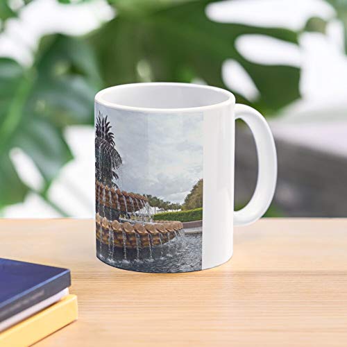 Pineapple Fountain Welcome Park Waterfront Park South Carolina Hospitality Pineapple The South Top Trending 11 Ounce White Nobble Standard White Ceramic Gift Mug