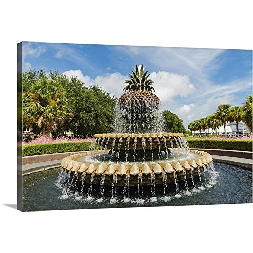 USA South Carolina Charleston Waterfront Park Pineapple Fountain Canvas Wall Art Print