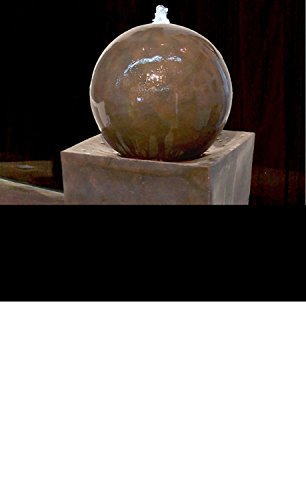Screen Gems SGS3201LED Coppery Finish Square Tall Vase With Ball Fountain 45 inch x 14 inch