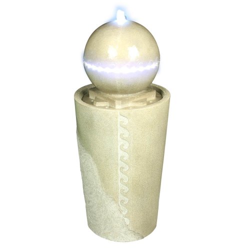 Yosemite Home Decor CW08060-4 Round Pillar Ball Fountain with LED Accent Lighting