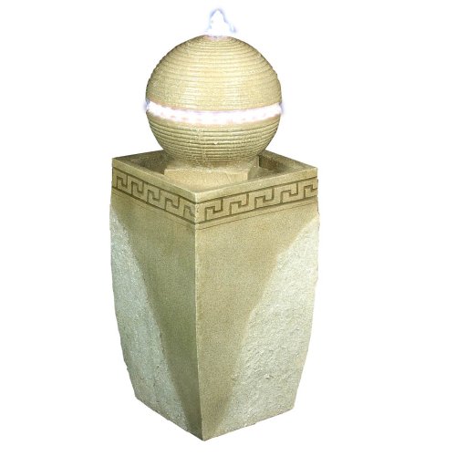 Yosemite Home Decor CW08061 Square Pillar Ball Fountain with LED Accent Lighting