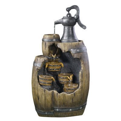 Alpine Old Fashion Pump Pouring Barrel Fountain by Alpine