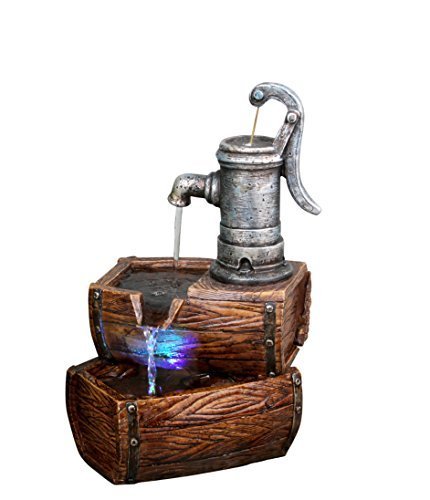 Alpine WIN826 2-Tier Barrel Fountain with LED Light by Alpine