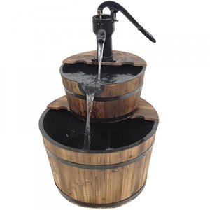 Two-tier Wooden Barrel Fountain