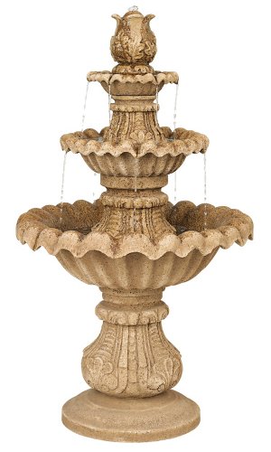 Classic Three-Tier 46 High Reconstituted Granite Fountain