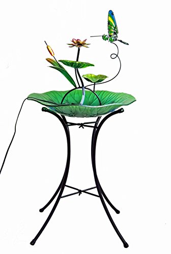 Continental Art Center Hummingbird Fountain Includes 18-Inch Glass Bowl 22-Inch Metal Base