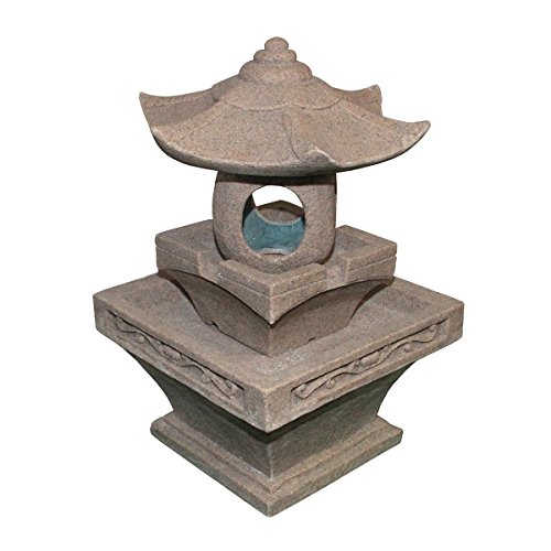 24.25" Decorative Asian Inspired Pagoda Spring Outdoor Garden Water Fountain
