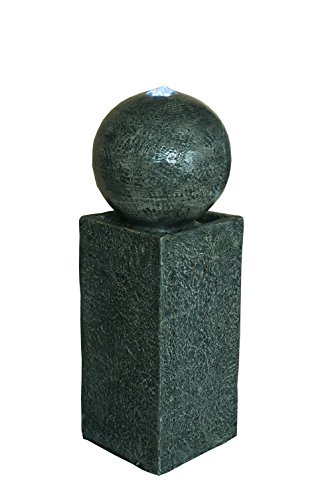 29" Floating Sphere Pedestal Fountain W/led: Outdoor Water Feature, Garden Fountain, Patio Fountain. Exceptional