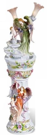 53H Colorful Angel Fountain Lamp-Pedestal Set
