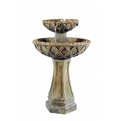 Fountain, Garden Fountain, Outdoor Water Fountain, 31-inch 2 Tier Pedestal Crafted From Durable Resin