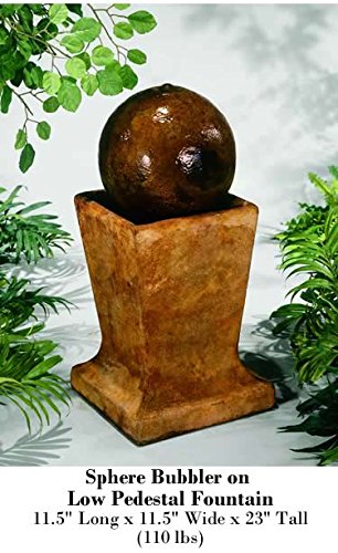 Henri Studio Sphere Bubbler On Low Pedestal Fountain With Plume Light