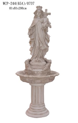Outdoor Indoor Garden Patio Statue Of Virgin Mary Holding Baby Jesus Water Fountain With Pedestal Statue Sculpture