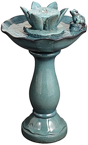 Pleasant Pond Frog And Lotus Outdoor Pedestal Fountain