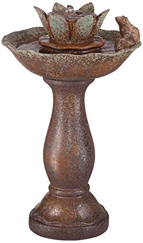 Pleasant Pond Lotus With Frog Outdoor Pedestal Fountain
