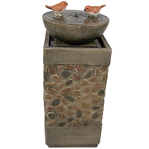 Sunnydaze Birdbath Basin On Pedestal Outdoor Garden Water Fountain, 29 Inch Tall