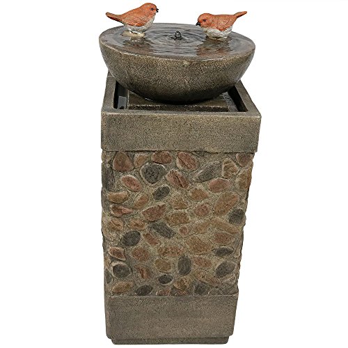 Sunnydaze Birdbath Basin On Pedestal Outdoor Garden Water Fountain, 29 Inch Tall