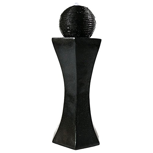 Sunnydaze Pedestal & Ball Solar On Demand Water Fountain With Black Finish, 31 Inch Tall