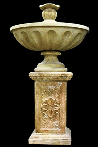 Travertine Fountain With Pedestal Outdoor Garden Lawn Park Arbor Ft-06