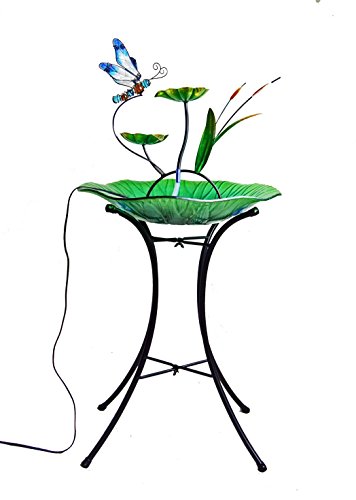 Continental Art Center Dragonfly Fountain Includes 18-inch Glass Bowl 22-inch Metal Base