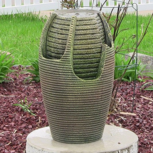 Bubbling Pot Solar On Demand Floor Fountain With Led Light By Sunnydaze Sl-0260 po455k5u 7rk-b283036