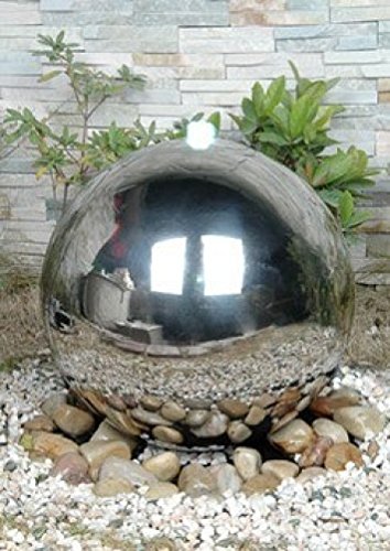Bubbling Stainless Steel Sphere - 12" Globe-fountain-steel-garden-decoration-