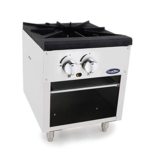 CookRite ATSP-18-1 Single Stock Pot Stove Natural Gas Stainless Steel Countertop Portable Commercial Gas Burner Range - 80000 BTU