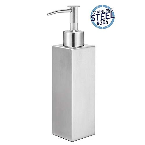 Premium Stainless Steel Countertop Soap Dispenser Modern Square Refillable Liquid Hand Dish Soap Dispenser for Kitchen and Bathroom Brushed 358ml121oz Slim