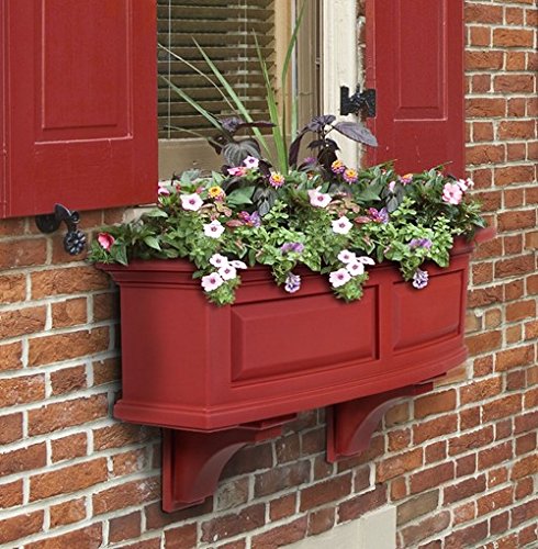 Mayne Nantucket 36 Window Box Combo with Corbel Brackets - Red 3