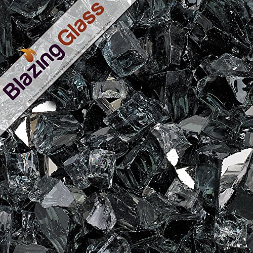 Blazing Fireglass 20-Pound Reflective Fire Glass with Fireplace Glass and Fire Pit Glass 12-Inch Gray