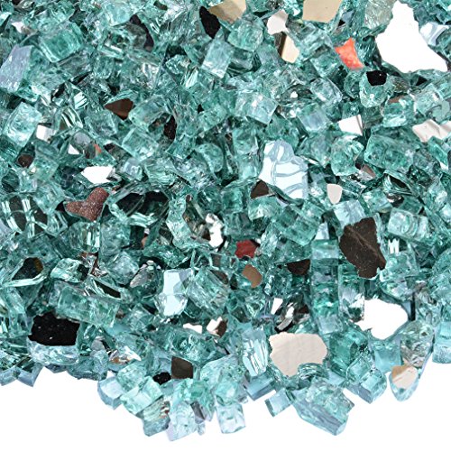 Onlyfire Reflective Fire Glass for Natural or Propane Fire Pit Fireplace or Gas Log Sets 10-Pound 12-Inch Light Green