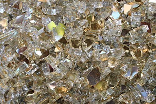 Gold Strike Reflective Fire Glass 12 Firepit Glass Premium 10 Pounds Great for Fire Pit Fireglass or Fireplace Glass