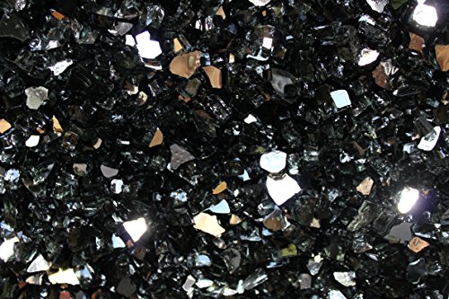 Midnight Black Reflective Fire Glass 14 Firepit Glass Premium 10 Pounds Great for Fire Pit Fireglass or Fireplace Glass