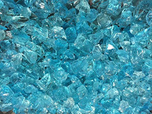 Teal Lagoon Crushed Fire Glass 12&quot-34&quot Firepit Glass 10 Pounds