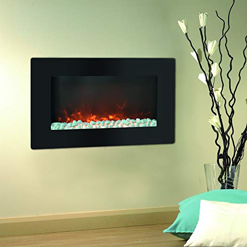 CAMBRIDGE 30-in Callisto Wall Mount Crystal Display Timer and Remote Black CAMBR30WMEF-1BLK Electric Fireplace