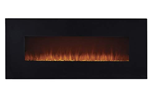 Sun-Ray 111003 LED Wall Mounted Electric Fireplace CrystalEmber Flame Effect with Timer Remote Black - 50