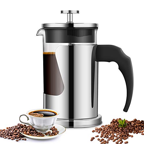 French Press Coffee Maker for 2 to 3 Cups Ejoyous 20 OZ Coffee Tea Espresso Press with 304 Grade Stainless Steel Heat Resistant Borosilicate Glass Great for Home Office Restaurant Cafe
