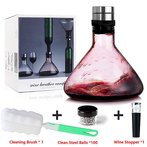 NORTHOME Wine Breather Carafe Decanter with lid 50oz High-borosilicate heat-resistant glass refined by Mouthblown carafe