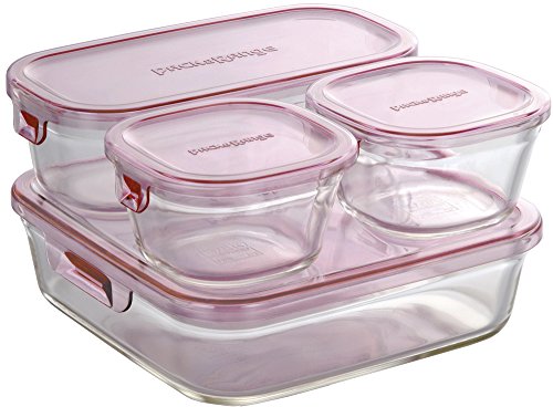 iwaki Iwaki Heat-Resistant Glass Storage Container System Set Mini-Pack Range Pink PS-PRN-4P2