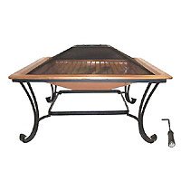 Catalina Creations 33 100 Solid Copper Square Patio Fire Pit with Log Grate Spark Screen Lift Tool and Protective Cover