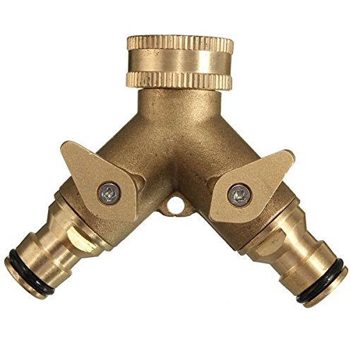 KAMOLTECH 34 Inch 2 Way Splitter Brass Water Hose Tap Quick Connector Garden Irrigation Tool Fitting