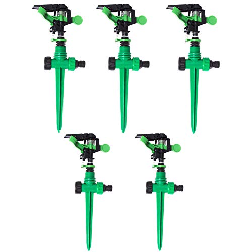 FASTPRO 5-Pack Lawn Sprinkler Automatic 360 Rotating Adjustable Garden Water Sprinklers Lawn Irrigation System Covering Large Area