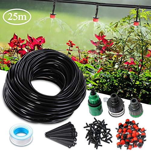 KingSo 27M Micro Drip Irrigation Kit System Blank Distribution Tubing Irrigation Sprinkler System Kit Self Plant Garden Hose Watering Kit