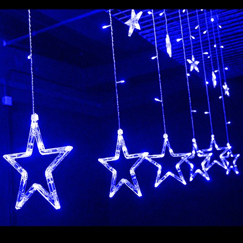 Andkywd 12 Stars Led Curtain Fairy String Lights Window Curtain Icicle Lighting Five-pointed Star Styled Used