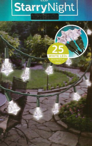 Set of 25 StarryNight Light Show White Led Star Lights - Patio Garden