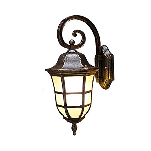 Retro Outdoor Waterproof Brass E27 Wall Lamp Villa Balcony Landscape Light Porch Corridor Wall Sconce Gateway Yard Glass Wall Lantern Street Garden Fence Light External Lighting