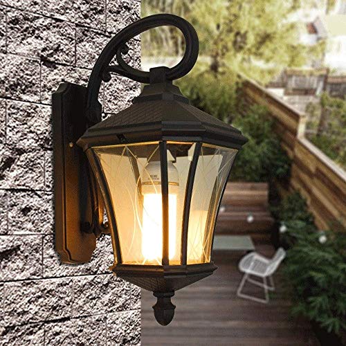 Wall Light Crystal Wall Lamp Mirror Front Light Matte Black Outdoor Garden Lamp Wall Lantern Traditional E27 Landscape External Lighting Aluminum Wall Sconce Upside Down Patio Community Garage Lighti