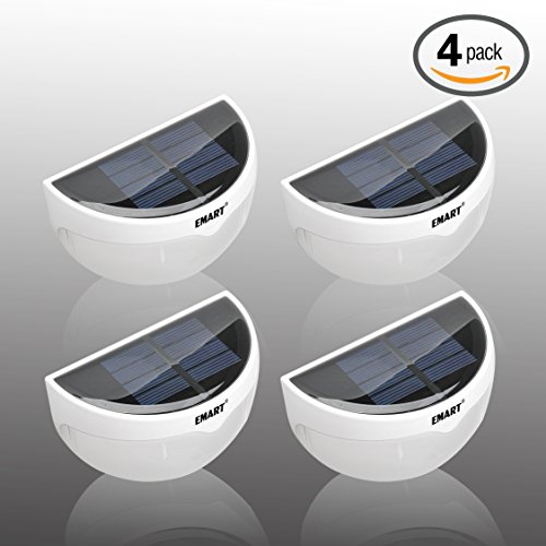 Emart New 4pcs Outdoor Solar Power Led Wall Path Garden Fence Lamp Waterproof Light