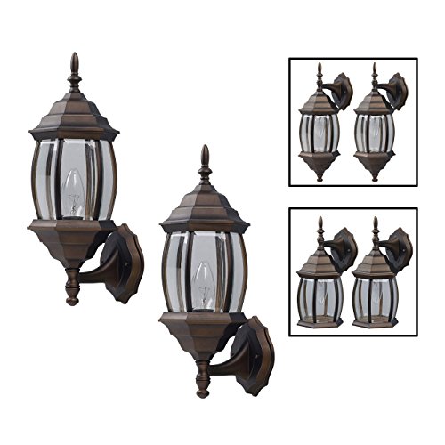 Outdoor Exterior Lantern Light Fixture Wall Sconce Twin Pack, Oil Rubbed Bronze