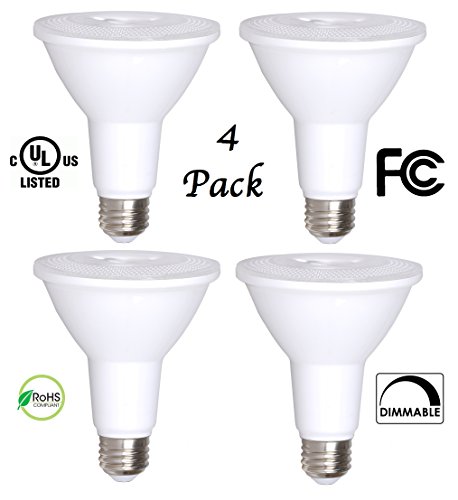 4 Pack Bioluz LED PAR30 LED Bulb 12w Dimmable Flood Light Bulb 100w Halogen Bulb Equivalent 850 Lumen 3000K Indoor  Outdoor UL Listed